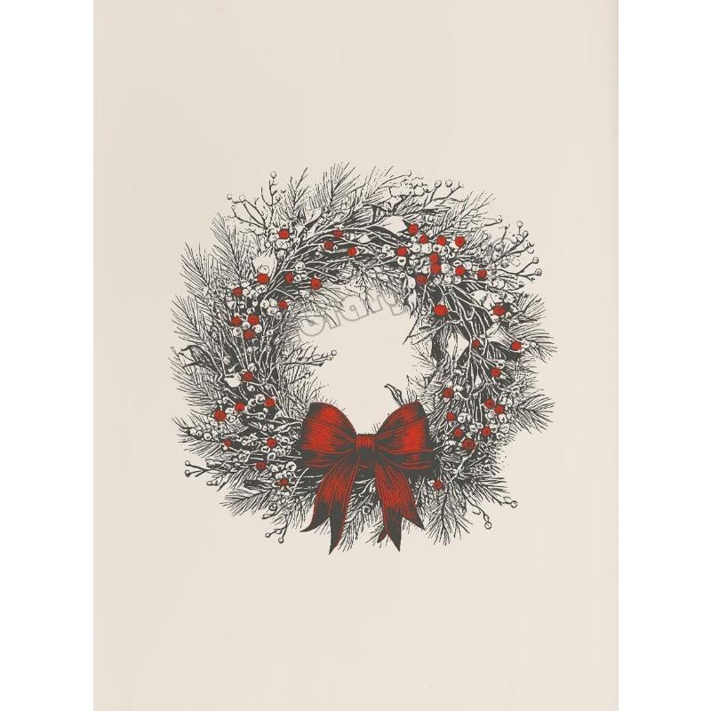 Vintage Antique Christmas Wreath Pine Tree Forest Winter Sketch Poster Canvas Painting Wall Art Pictures Home Interior Decor