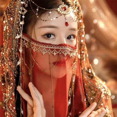 Čínský starožitný styl Hanfu Třásně Závoj na obličej Ozdoba obličeje Ochrana proti slunci Zakrytí obličeje Hanfu Závoj na obličej Výkon Cosplay Maska