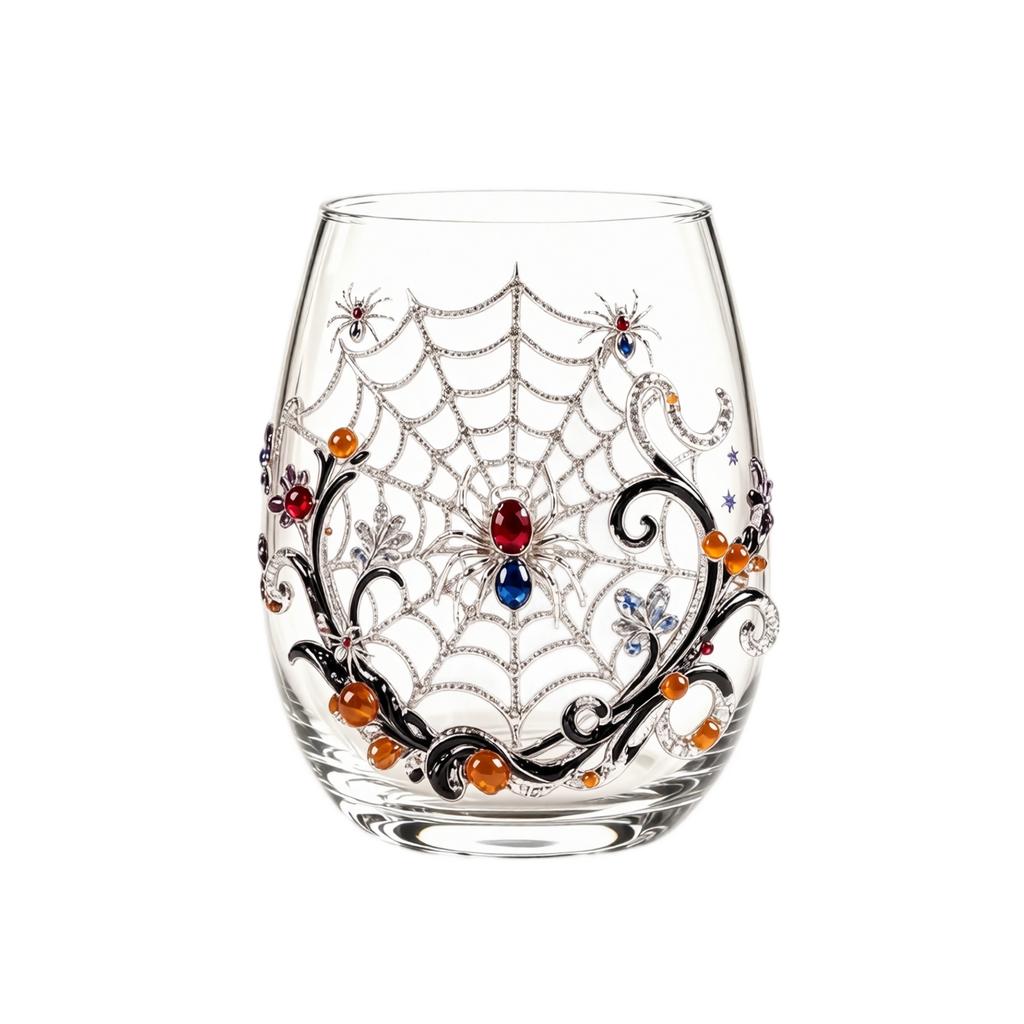 Halloween Printed Glass Tumbler with and Pumpkin Design, 15 oz