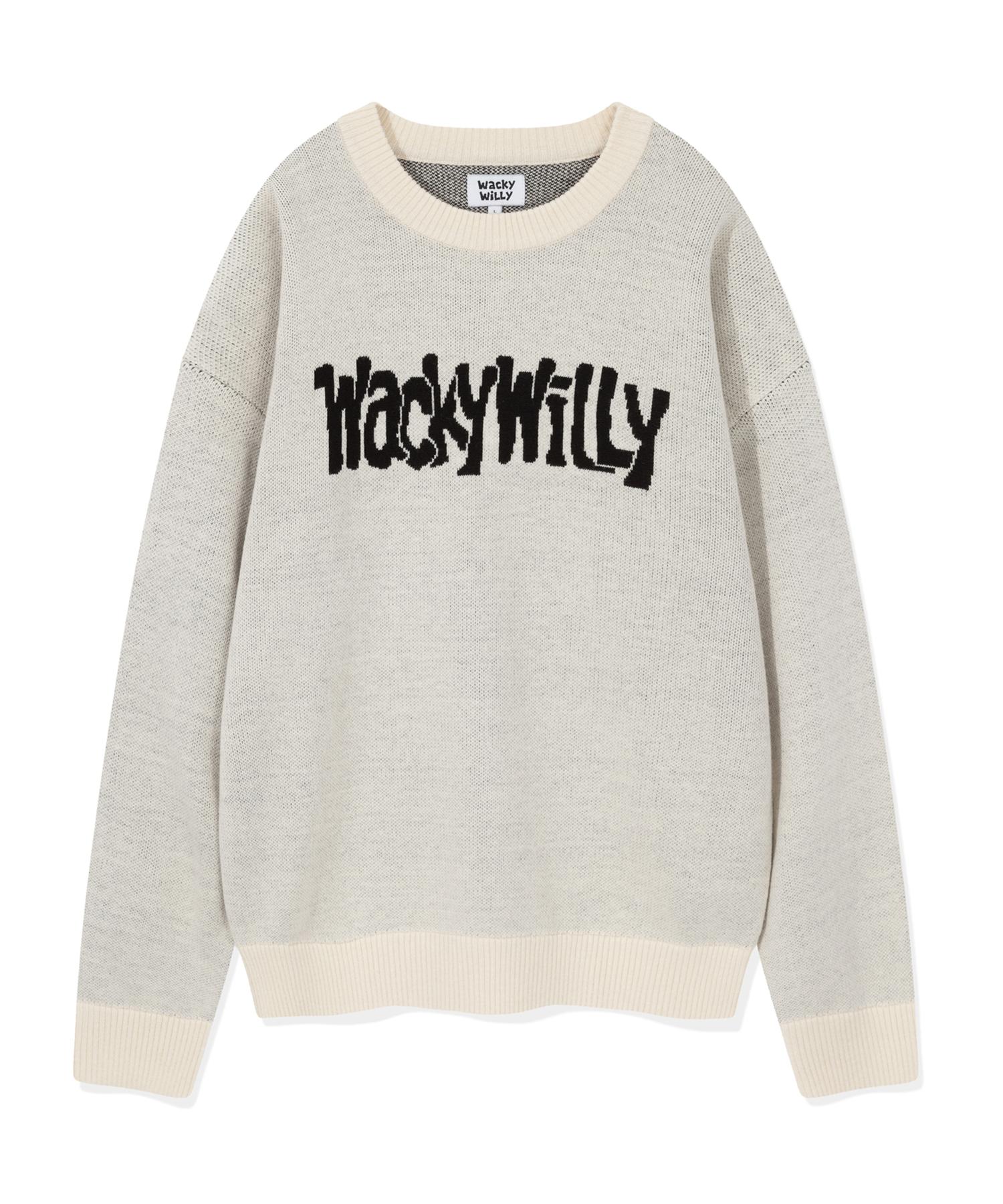 Wacky Willy Lettering Pullover Sweater Ivory S