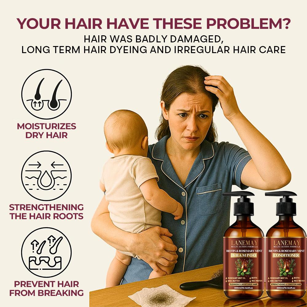 Biotin & Rosemary Mint Shampoo/Conditioner-Gently Cleanses, Nourishes And Purifies Hair & Scalp-Reduce Hair Breakage-300ml+300ml