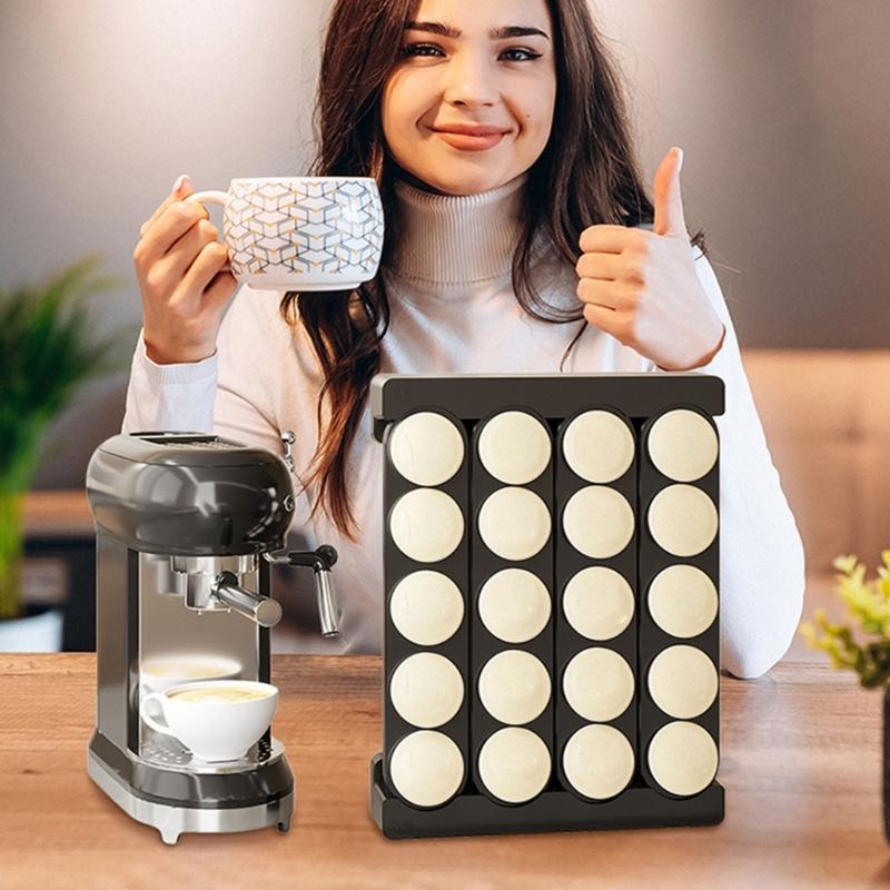 Space Saving Coffee Capsules Storage Rack Multifunctional Coffee Pods Holder Wall Mounted Kitchen Countertop Organizer