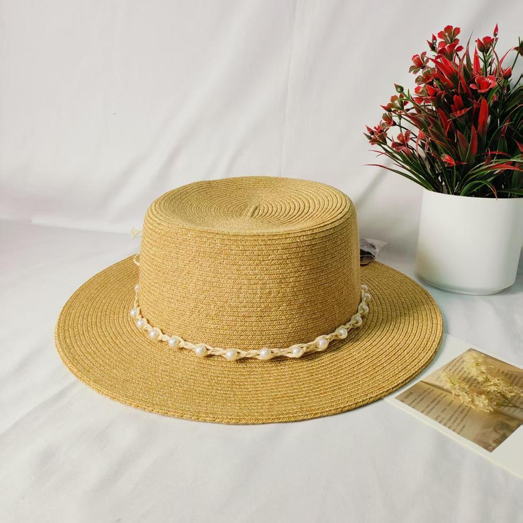 Hepburn Ethnic Wind Fine Grass Encryption Straw Hat Women's Summer Seaside Vacation Panama Jazz Hat Sunscreen Sunshade Top Hat