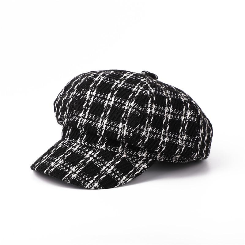 Autumn Winter Hats For Women Retro Black White Octagonal Hat Newsboy Painter Cap Beret Caps Women Vintage Korean Style New