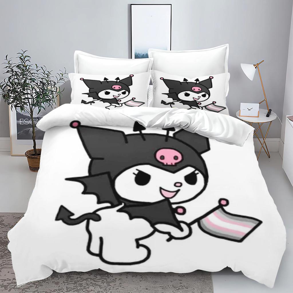 Kuromi My Melody Sanrio Series Printed Bedroom Bedding Set Duvet Cover Christmas Gifts Comforte Cartoon With Pillowcase