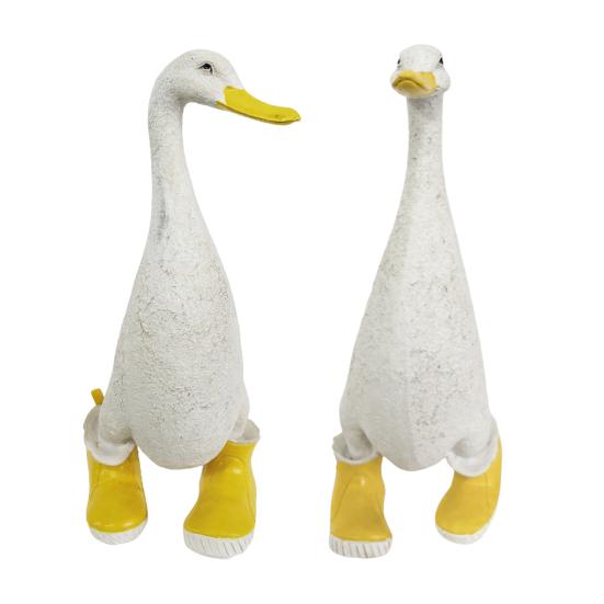 Resin Duck Rain Boots Garden Statue, Weatherproof Outdoor Yard Decor, Rustic Farmhouse Lawn Ornament, Unique Front Porch Entryway Decor, Geese Animal