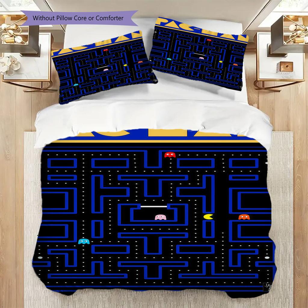 Classic Arcade Maze Adventure Bedding(1 * Duvet Cover + 2 * Pillowcase, Without Core) Christmas Birthday Gift Duvet Cover and Pillowcase Bedding Set