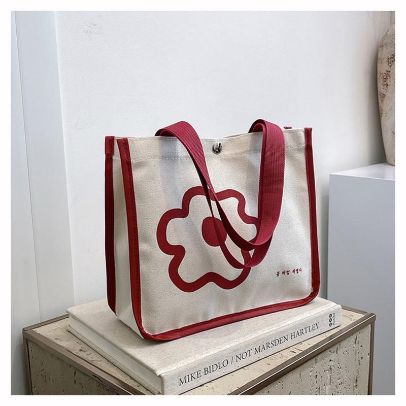 Women's Bag Tote Bento Bag, Simple and Versatile Portable Lunch Box Bag, Literary Handbag, Contrasting Color Canvas Bag