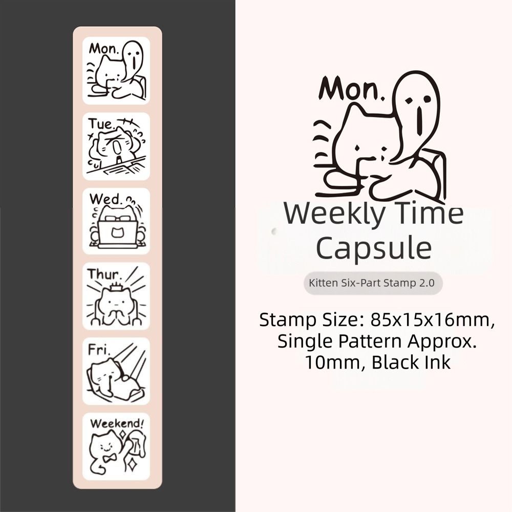 6Pcs Six Seal Set Kawaii Kitten Seal Black/Brown Cartoon Pattern Stamps Cute Cat Stamp  DIY Craft