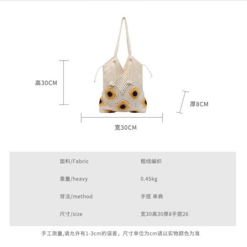 Handwoven Bag Women's New Lazy Wind Leisure Vacation Shoulder Bag Large Capacity Commuter Tote Bag