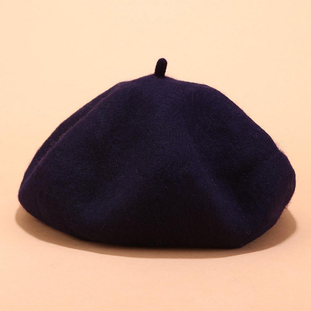 Mode Frauen Stretch Baskenmütze Retro Wolle Farbe Kopf Schal Wrap Hut Kappe