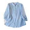 European, American and Japanese Mori Women's Style Hollow Embroidery Small V-neck Shirt Women's Literary Loose and Versatile Seven-quarter Sleeve