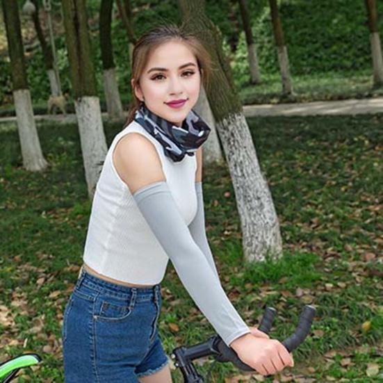 

1 пара унисекс нарукавников для велосипеда, тонкие из ледяного шелка, защита от УФ-солнца, сплошной цвет, быстросохнущие, высокоэластичные, противоскользящие, охлаждающие чехлы для наружного применения