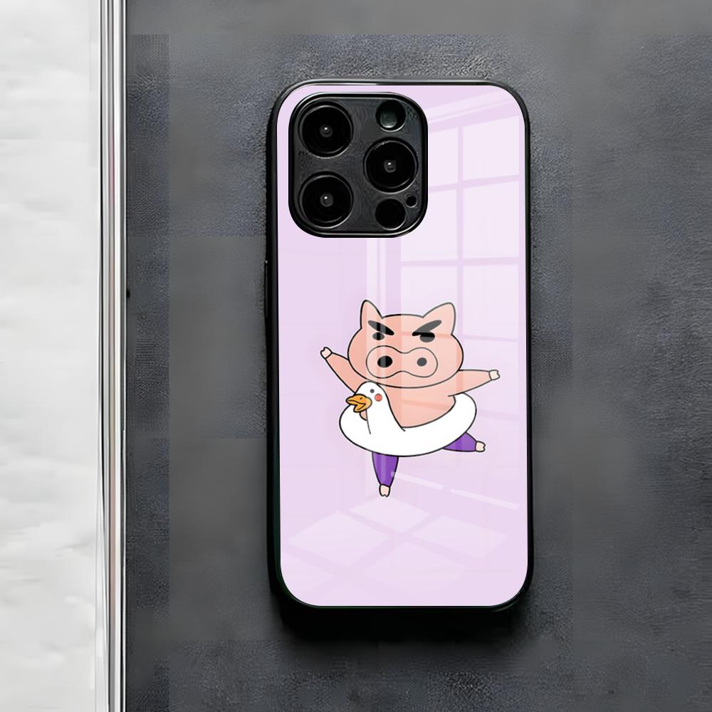 Anime Buriburizaemon Pig Phone Case For IPhone 17 Air 16 E Pro Max 15 14 13 Mini 12 Pro 11 Max Plus Black Glass Cover