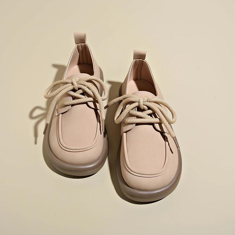 Comfortable and Elegant Women Flat Shoes Platform Footwear British Style Female Loafers Round Toe Casual Sneaker Autumn Retro