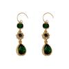 Emerald & Diamond-Inlaid Flower Zircon Water Drop Earrings: Retro, Luxury Ear Hooks for Women