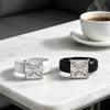 Princess Cut CZ Zircon Solitaire Ring Zwart Witte Keramische Band 4 Klauw Zetting Mode Dames Verloving Belofte Ring Sieraden Cadeau