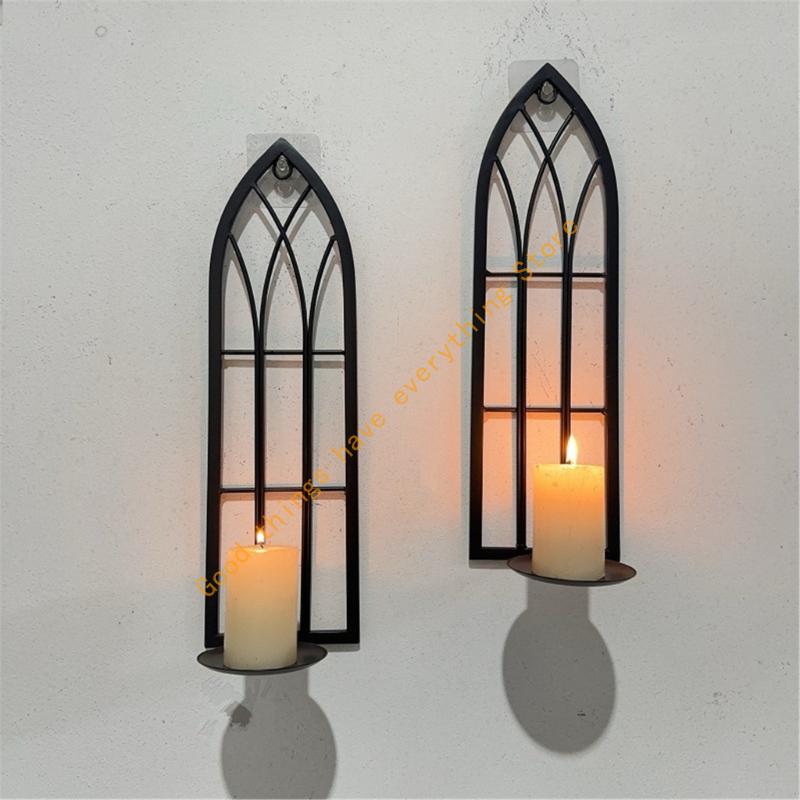 Vintaged Iron Wall Hanging Holder Tealight Pillar Stand for Home Decoration Wall Hanging Sconce 55KF