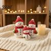 Mini Snowman Figurine Christmas Resin Figurine Cute Family of 3 Statue with Santa Unique Presents Hat Red Scarf Holiday Tabletop Ornament
