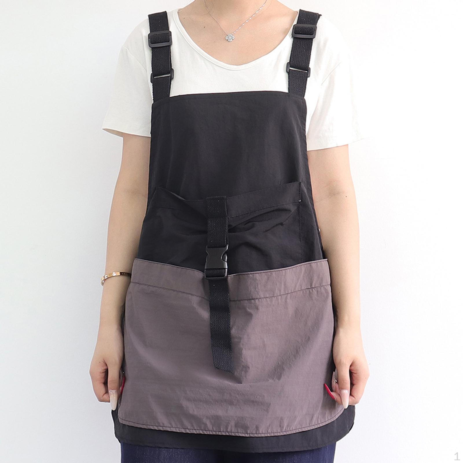 

Apron Adjustable Strap Multipurpose Front Pocket for Women Men Server Cafe Studio Crafting black
