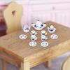 11 Pieces Mini Dollhouse Tea Set Ornament Kitchen Decorated Playset Ceramic Party Accessories