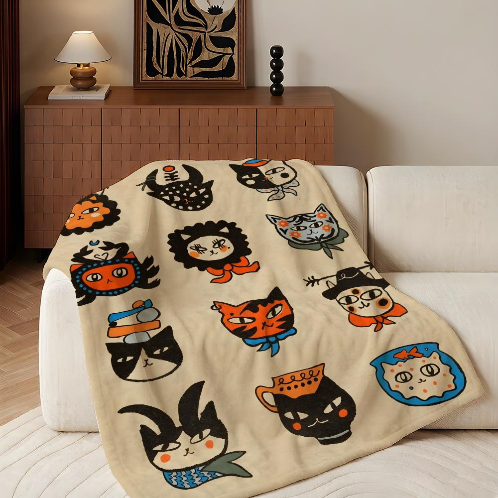 Art N-Niko E-Eniko Throw Flannel Throw Blanket, Lightweight Cozy, Durable Washable Cute Cool