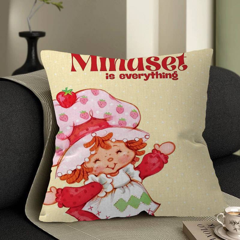 Cartoon Strawberry Shortcake Cushion Cover Pillowcase Upholstery Sofa Throw Pillow Home Decor Pillowcas