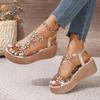 Wedge Heel Round Toe Thick Sole High Heel Women's Shoes New Fashionable Summer Elegant Party Banquet Sexy Women's Sandals