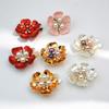 4Pcs Decorative Shirt Cufflinks Clip Rhinestones Pearls Flower Button Clips for Shirt Dress Uniform Coat Embellishments