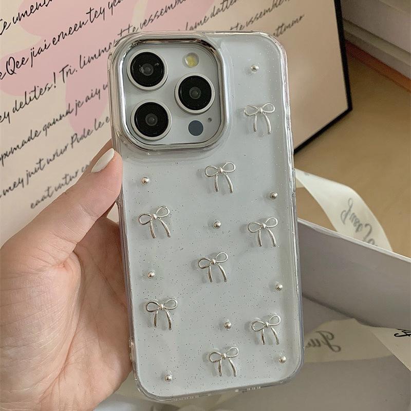 For IPhone17Promax Five-pointed Star Mobile Phone Case for Apple 15plus Bow 14 Glitter Silicone Soft Case