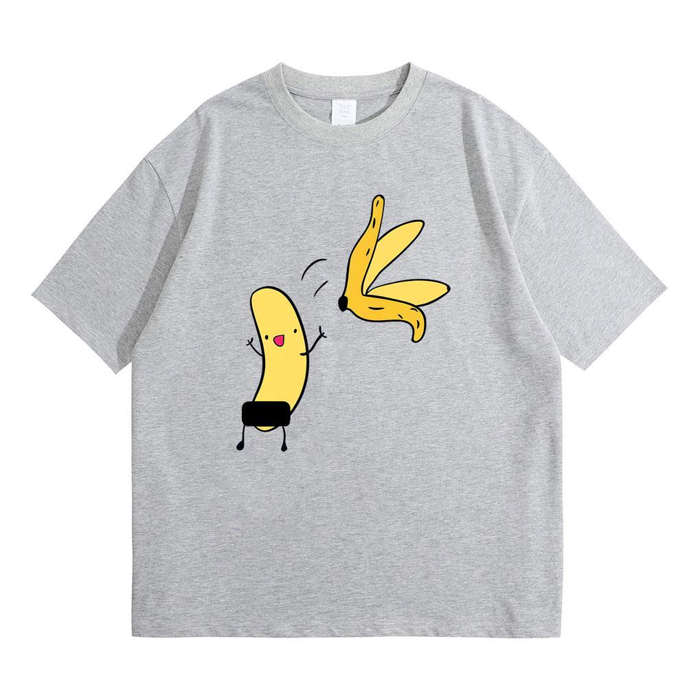 Banana Naked Funny Meme T Shirt Unisex Women Casual Cartoon Humor T-shirt Unisex's 100% Cotton Vintage Oversized Short Sleeve T-shirts