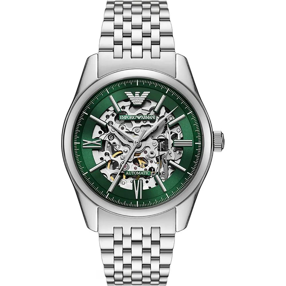 Emporio Armani Antonio Green Stainless Steel Silver Gents Automatic Skeleton Dial Watch AR60091 зелёный