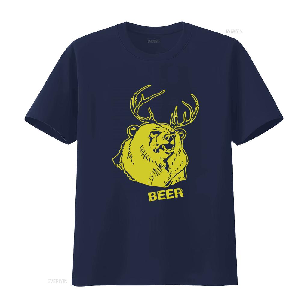 Bier Bär Reh Trinken Lustiges T-Shirt für Freizeit Vintage Gewaschen Leicht Bequem Weich Dehnbar Mode