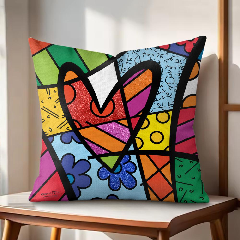 BBritto Art Design Cushion Cover Natural Linen Organic Fabric DoubleSided Printing Couch Pillow Covers Home Decor