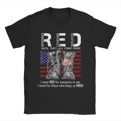 On Friday We Wear Red Military RED Friday Military Remember Everyone Deployed TShirt Unisex  Tee Shirt Crewneck Short Sleeve