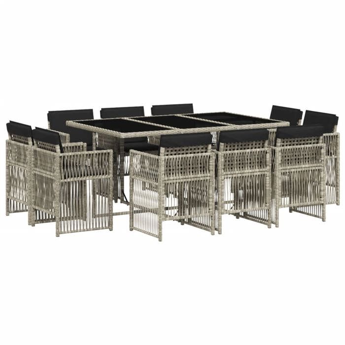 VidaXL Ensemble à Manger de Jardin avec Coussins 11 pcs, Table et Chaise de Terrasse, Meubles de Patio, Mobilier 3211031