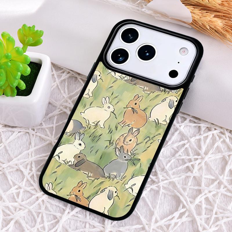 Cute Bunny Rabbit Soft Phone Case for iPhone 17 Air 16 15 11 12 14 13 Pro Max Shockproof Cover