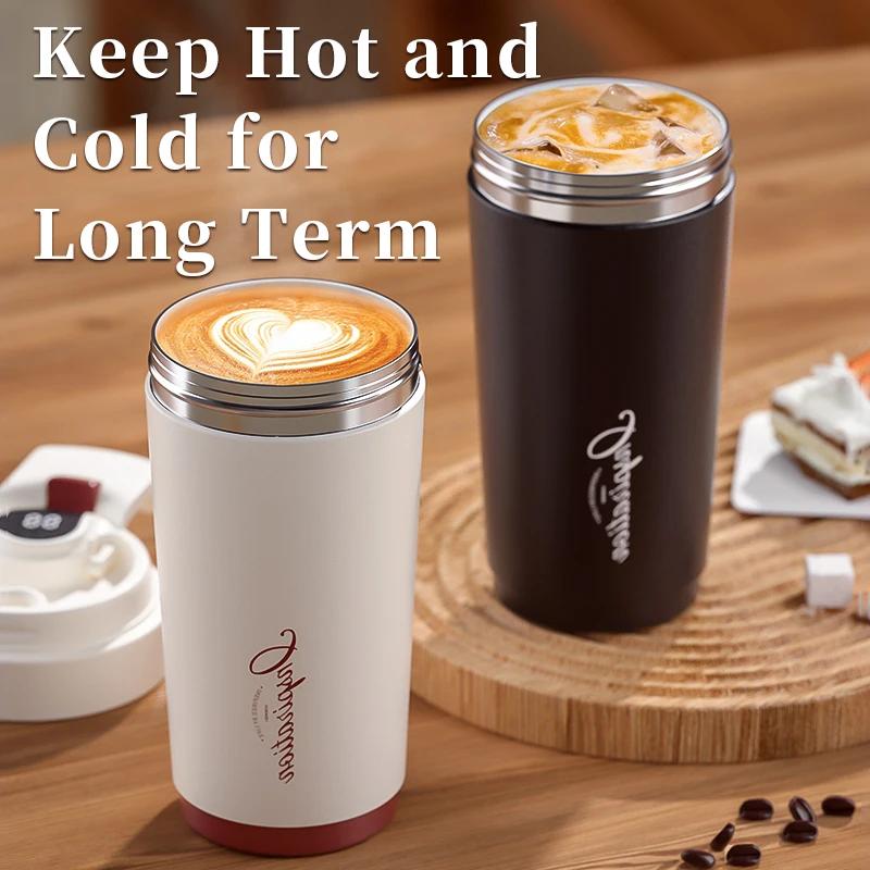 500-ml-Thermosbecher mit Keramikeinsatz, Reisebecher, vakuumisoliert, Thermobecher mit digitalem Deckel