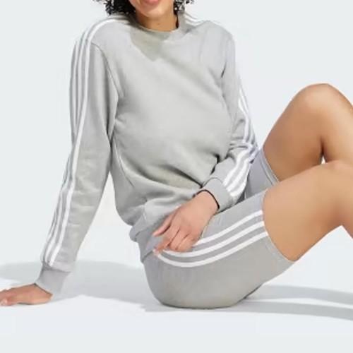 Adidas Striped Crewneck Casual Long-sleeve Sweatshirt for Women, Grey
