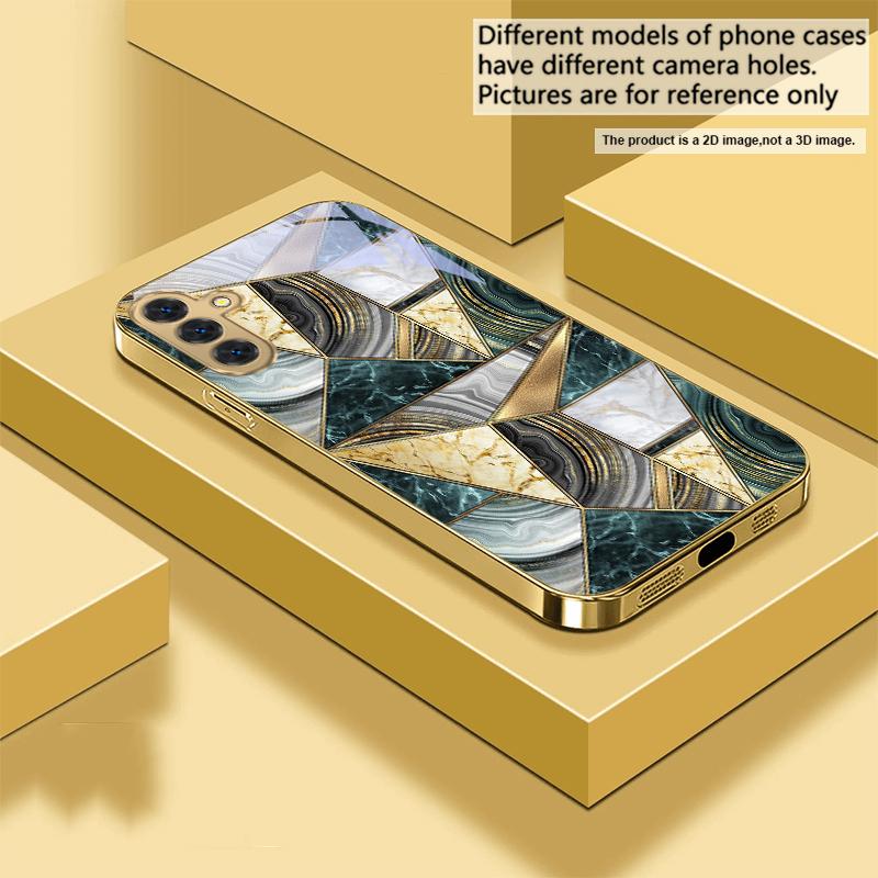 Blue marble texture For Samsung Galaxy S20 FE S21 S22 S23 Plus S24 Ultra 25Ultra S21+ S9+ S22Plus Golden glass phone case