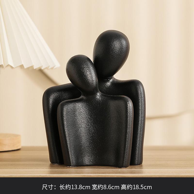 Ceramic Abstract Simple Character Decoration Creative Hugging Couple Figurine Modern Home Desktop Living Room Bookshelf Ornament