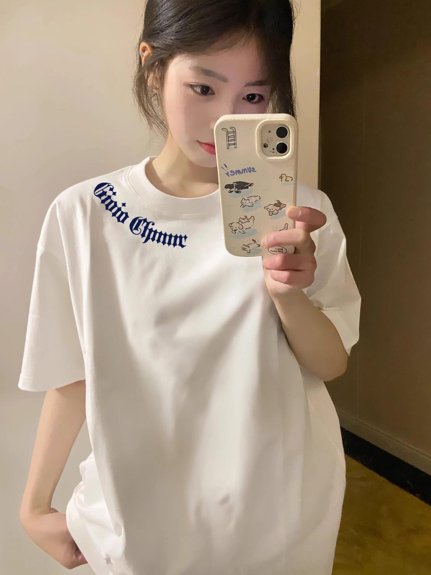 

2025 Women s Trendy American Hip-Hop Half-Sleeved T-Shirt - New Spring/Summer Design L білий/сірий
