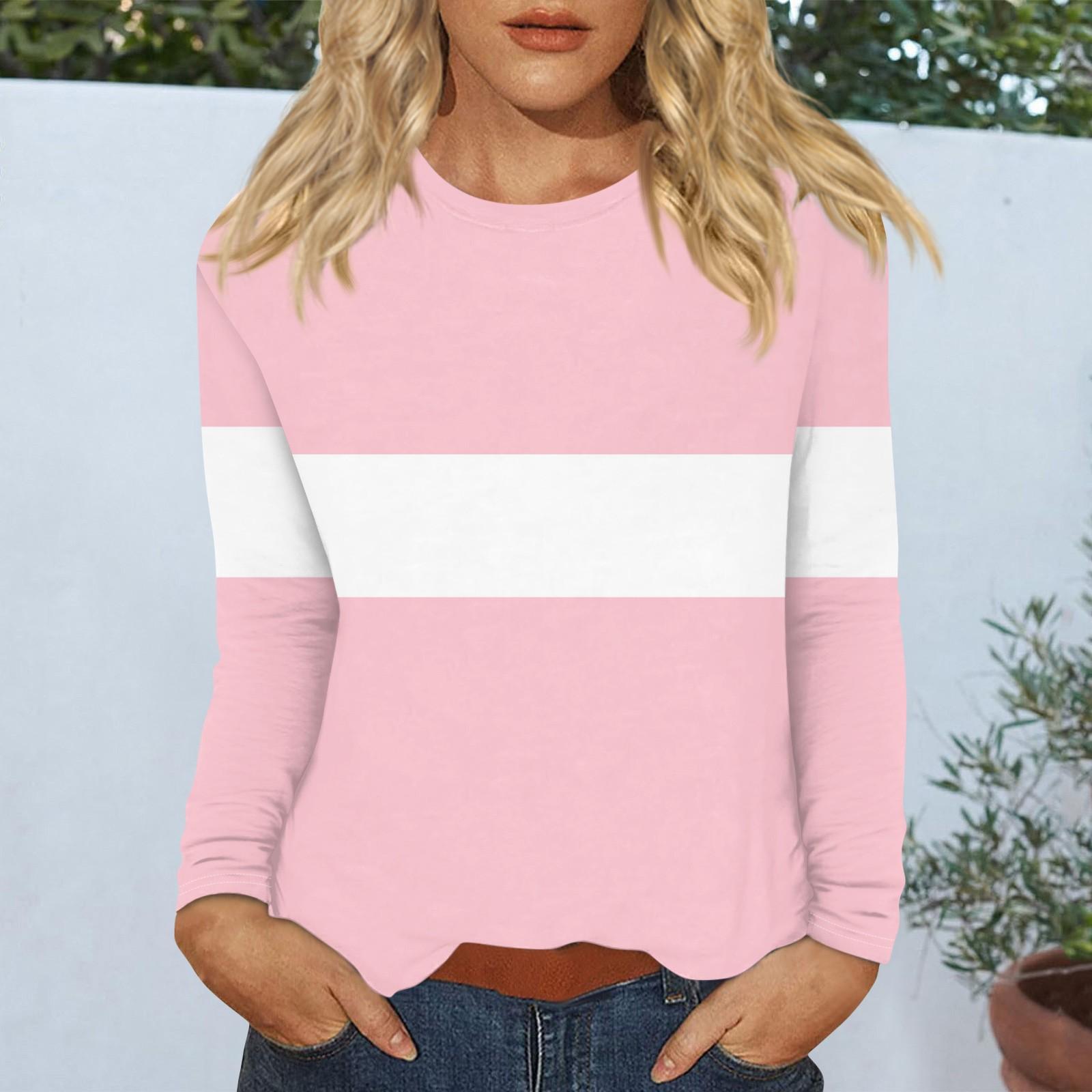 

Женский повседневный топ с длинными рукавами и круглым вырезом с цветочным принтом S розовый