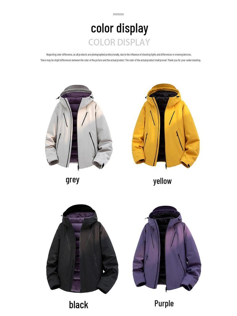 Men's Windproof Waterproof Down Jacket: Teen Casual Hooded Solid Color Outerwear for Autumn and Winter