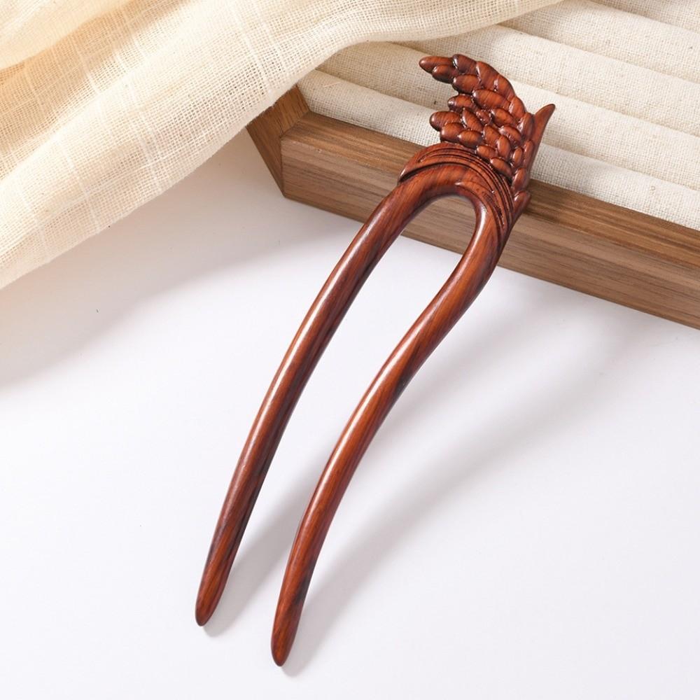 Haarschmuck Kopfschmuck Doppelte Haarnadel Holzgeschnitzt U-förmige Blumen Haargabel Chinesischer Stil Holz-Haarnadel Damen