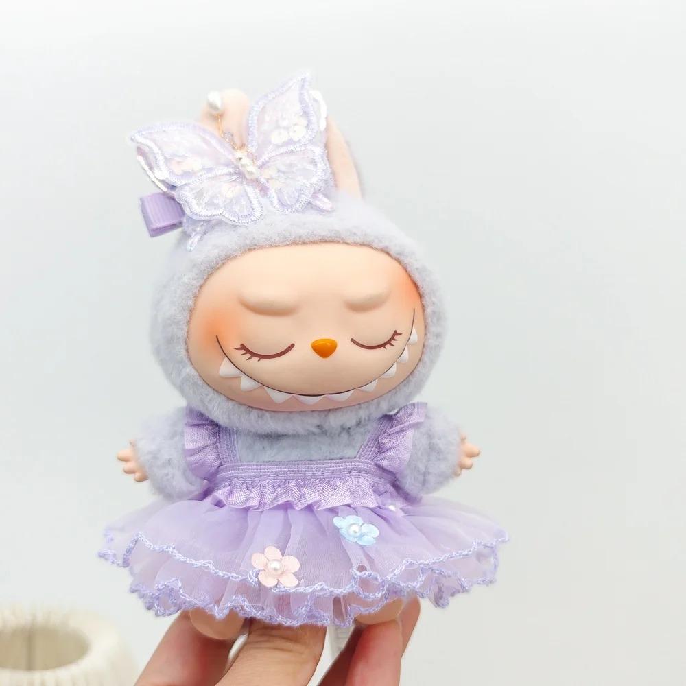 Labubu 15cm/17cm Doll Clothing Sitting Party Strawberry Tank Top Skirt Paired With Princess White Shoes Princess Baby Clothes
