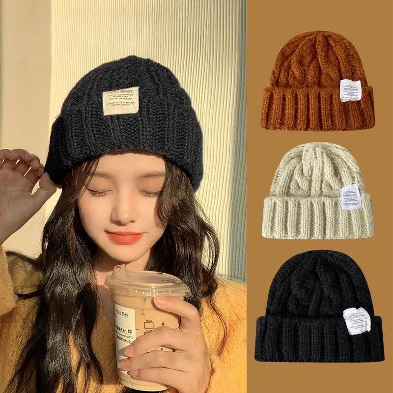 New Women's Winter Hat Beanie Hats For Women Knit Cap Fashion Warm Wool Couple Cap Bonnet Woman Winter Twist Female Bonnet
