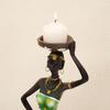 Candle Holders African Women 8.5" Decor for Table Desk Decorative Dining Room Candleholder Sculptures Resin Candlestick Vintage