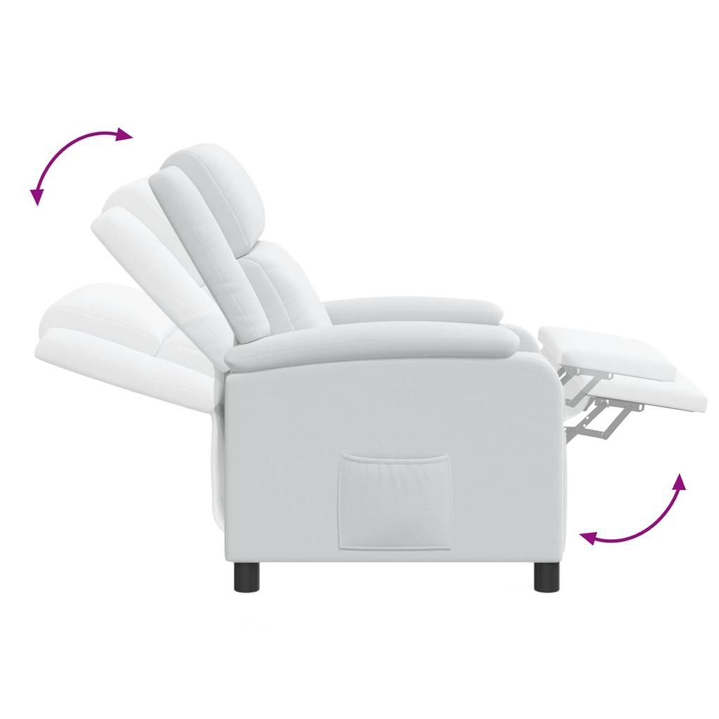 Massage Recliner White Fabric