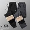 Men's Plus Size Loose-Fit Trousers with Fleece Lining Thickened Warm-Weather Casual Trousers Shearling-Lined Cuffed Sweatpants